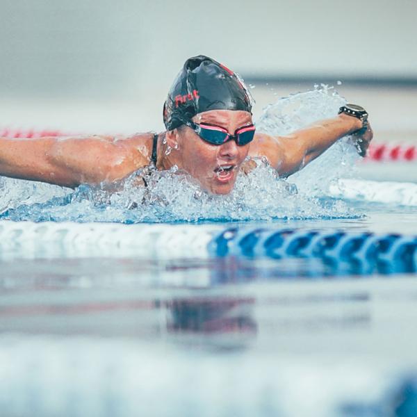 Woman performing butterfly swim Woman performing butterfly swim