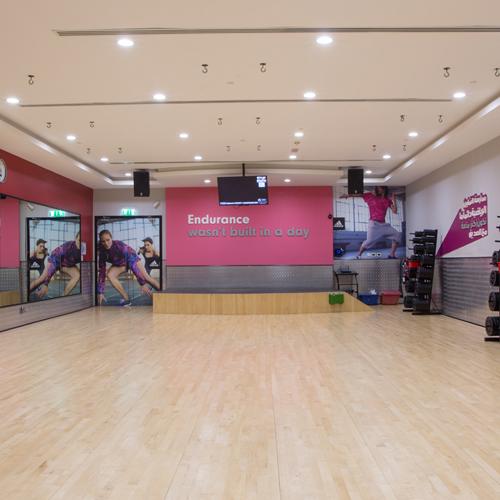 indoors group workout studio
